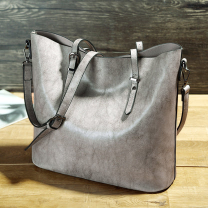 ChicLeather - Waxed Leather Shoulder Tote Bag, Versatile Design