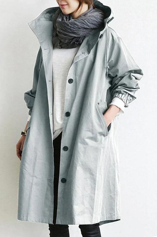 LunaRain - stylish waterproof trench coat with hood for rainy days