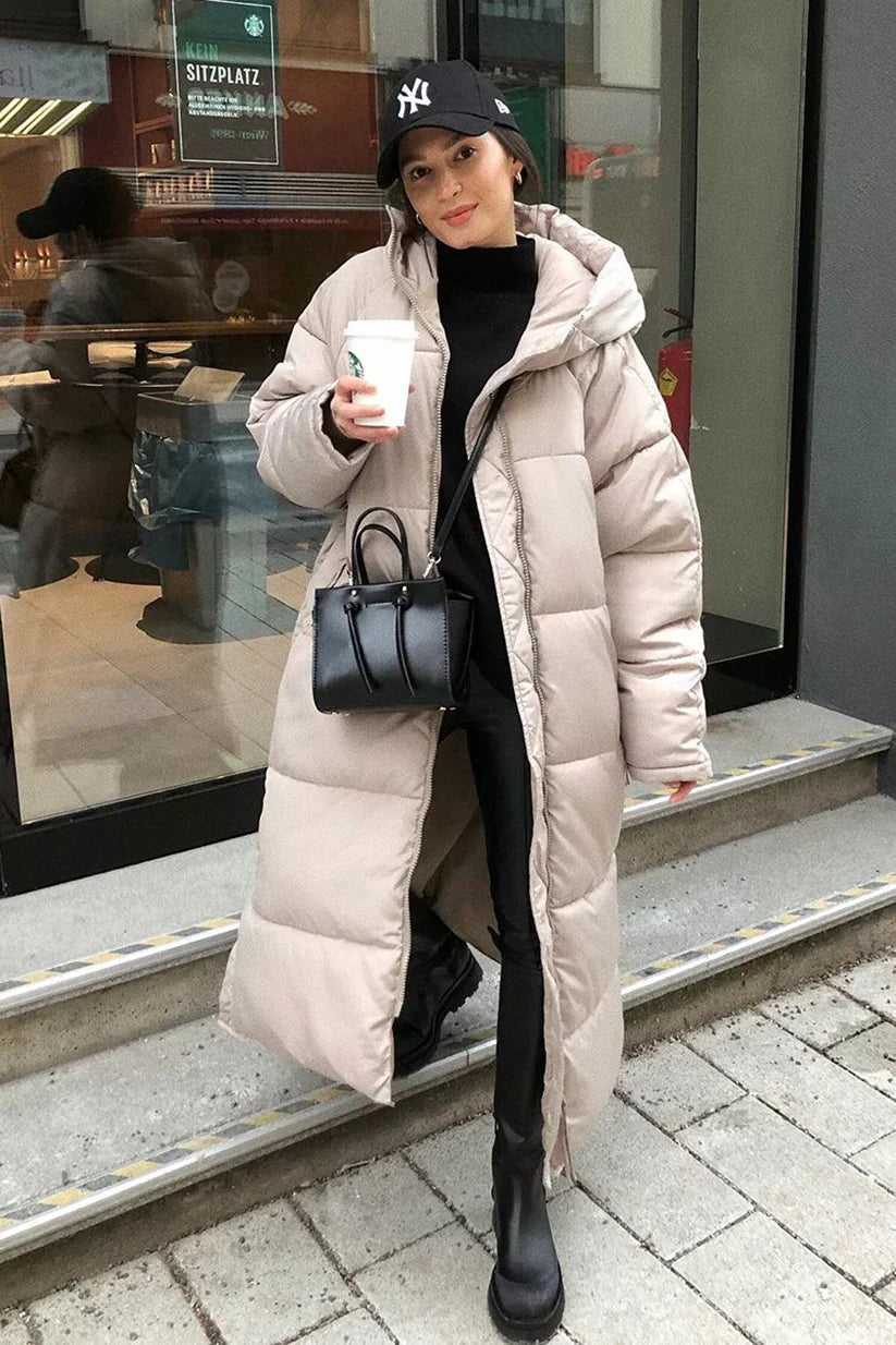 LunaWear - trendy long puffer coat for ultimate winter warmth