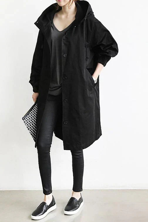 LunaRain - stylish waterproof trench coat with hood for rainy days