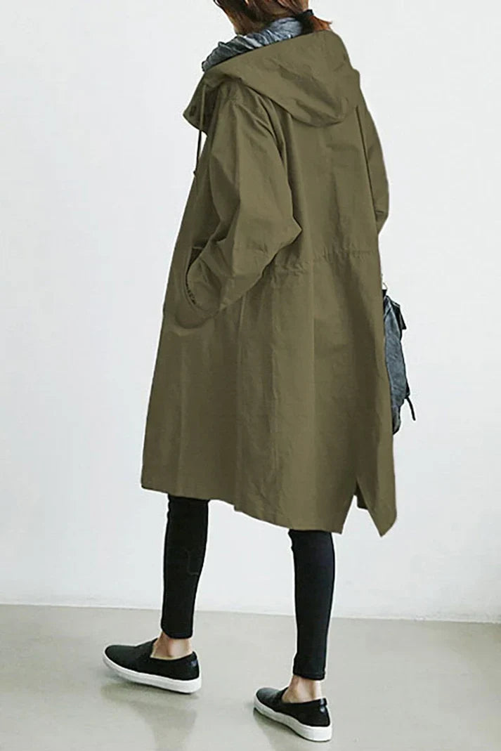 LunaRain - stylish waterproof trench coat with hood for rainy days