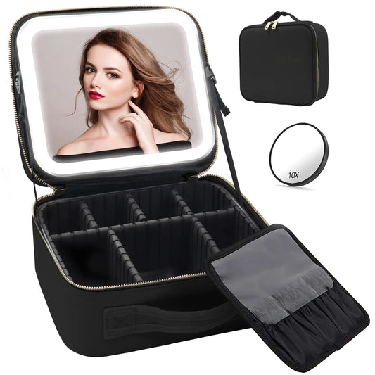 GlamGuard - Travel Makeup Bag with LED Mirror