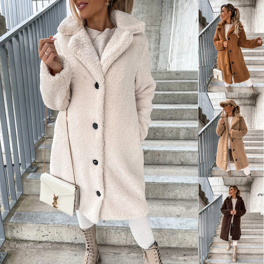 Elegant Comfort - Women's Long Sleeve Plush Jacket for Cozy Style