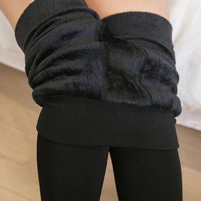 ThermaFit - Women's black thermal fleece leggings for winter warmth