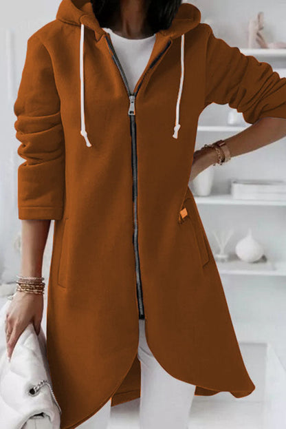 Chic Breeze - Stylish zip-up hooded coat for cool days