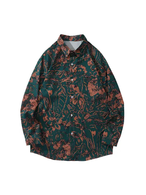 Edelux – Vintage light and shadow print long-sleeved shirt Edelux