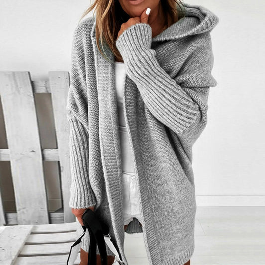 CozyNest - Oversized knit coat with hood for ultimate warmth