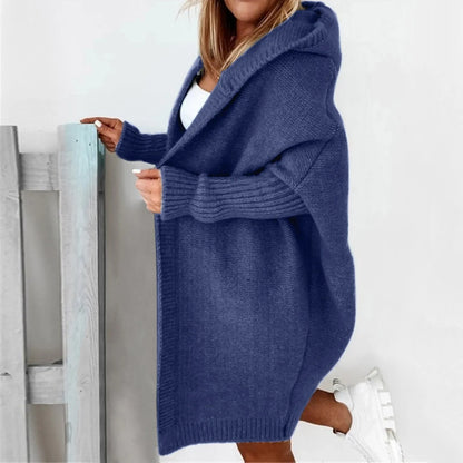 CozyNest - Oversized knit coat with hood for ultimate warmth