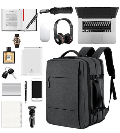 Expandable Business Backpack for Men with USB Port and Large Capacity | Waterproof and Multifunctional