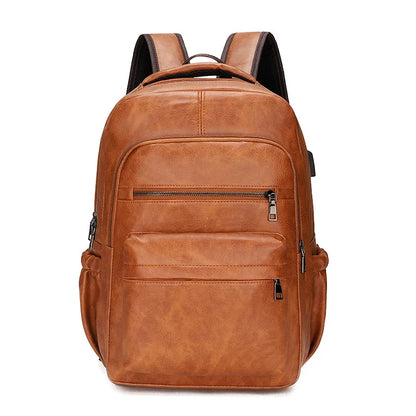 ChargeLux - Stylish PU Leather Backpack with USB Port