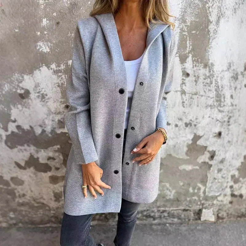 ChicStyle - Casual gray hooded jacket with pockets for everyday wear