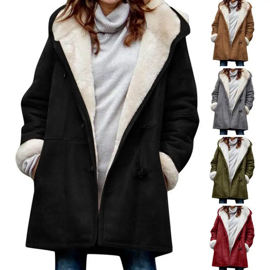 Celestial - Stylish gray fleece hooded coat for winter warmth