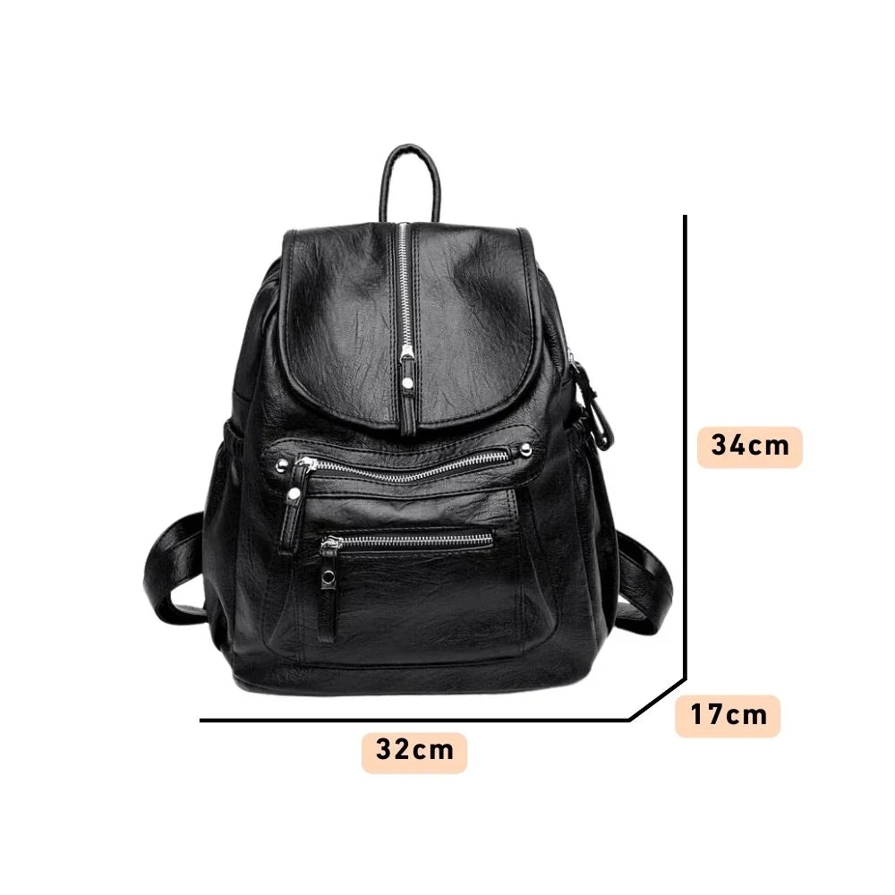 UrbanChic PU Leather Backpack – Elegant Multi-Pocket Design for Women