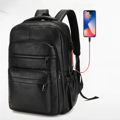 ChargeLux - Stylish PU Leather Backpack with USB Port