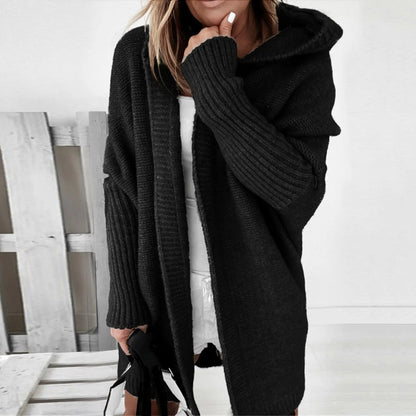 CozyNest - Oversized knit coat with hood for ultimate warmth