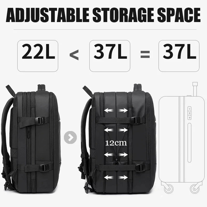 Bange Pro Travel Backpack – Large Waterproof Bag with USB Port, Expandable, 17.3-Inch Capacity, Business Backpack for Men