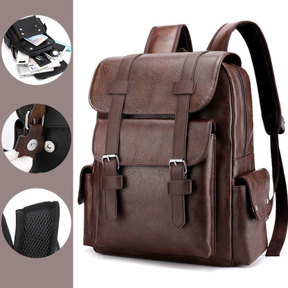 Elegant Unisex PU Leather Backpack – Spacious Model for Laptop