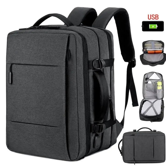 Expandable Business Backpack for Men with USB Port and Large Capacity | Waterproof and Multifunctional