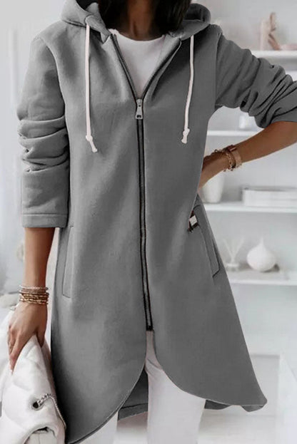 Chic Breeze - Stylish zip-up hooded coat for cool days