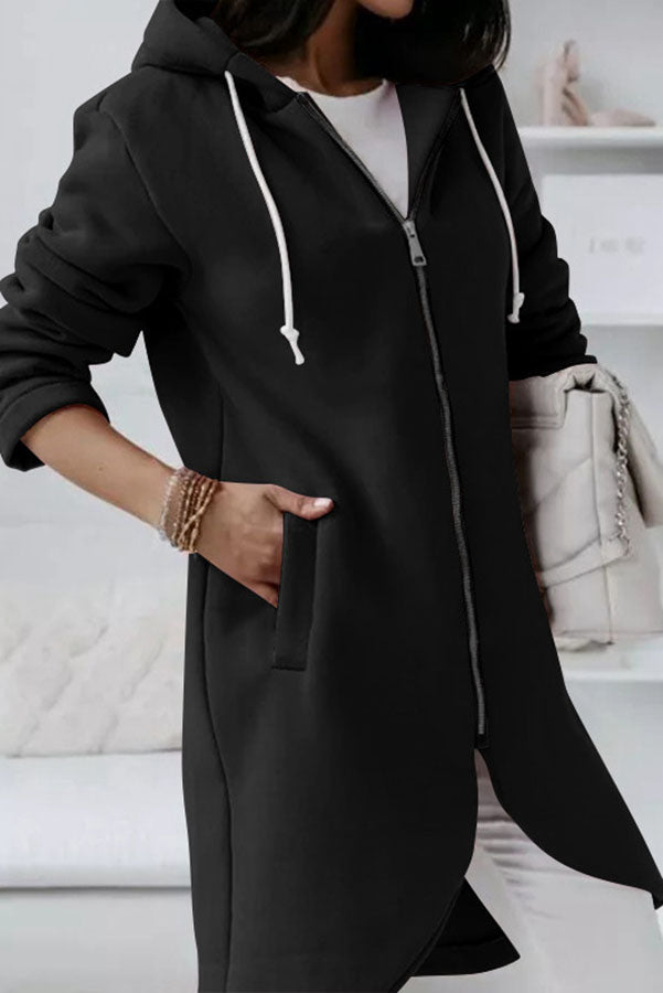 Chic Breeze - Stylish zip-up hooded coat for cool days