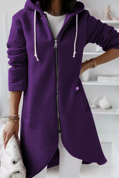 Chic Breeze - Stylish zip-up hooded coat for cool days